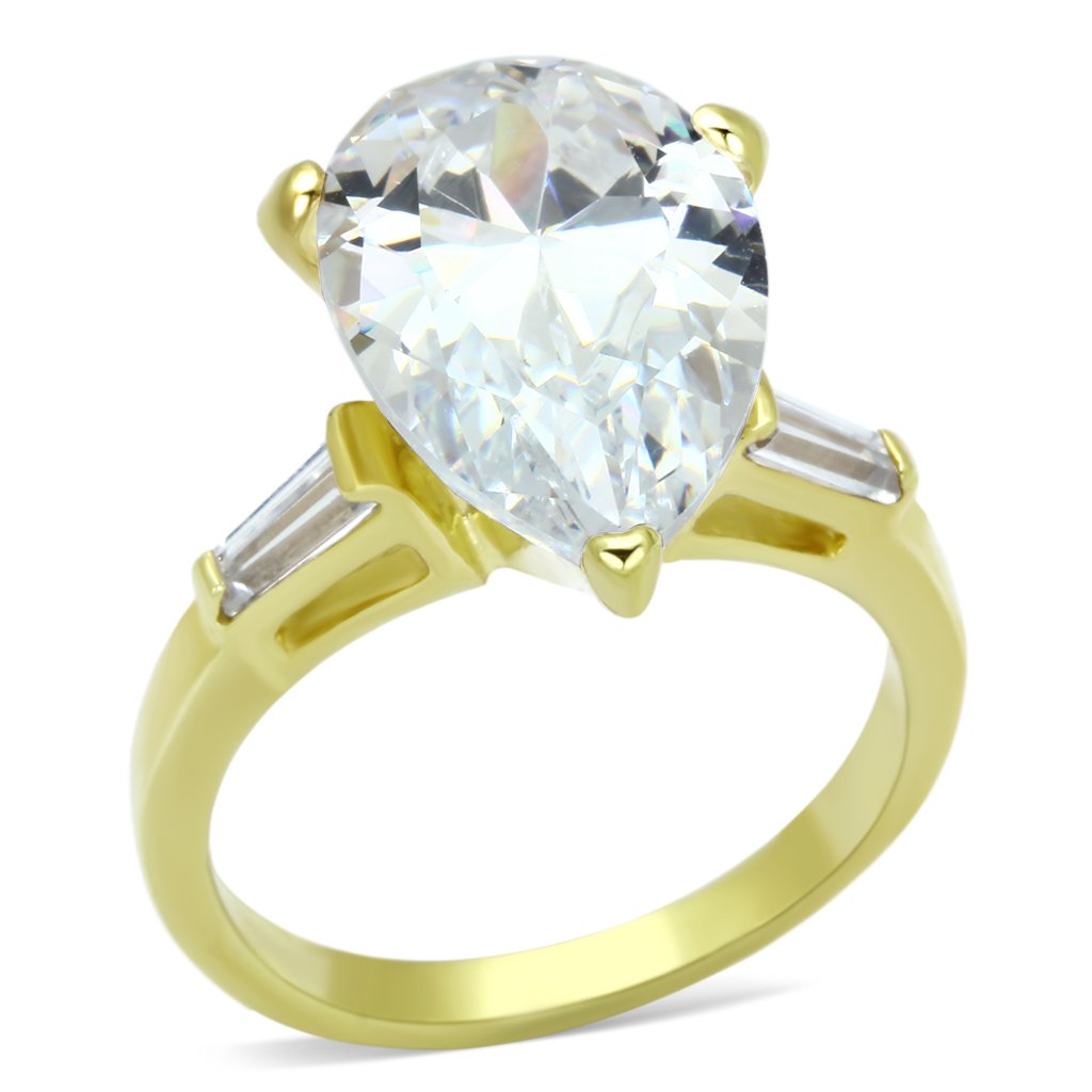 JCEAS867 Gold 925 Sterling Silver Ring with AAA Grade CZ in Clear
