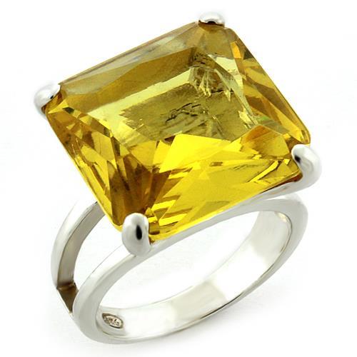 JCEAS871 High-Polished 925 Sterling Silver Ring with AAA Grade CZ in Citrine