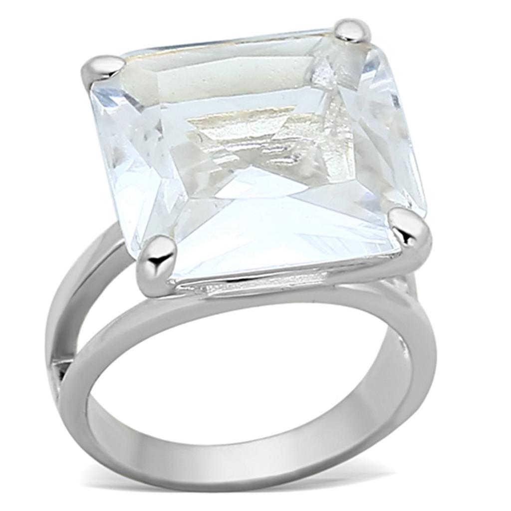 JCEAS949 Silver 925 Sterling Silver Ring with Synthetic Synthetic Glass in Clear