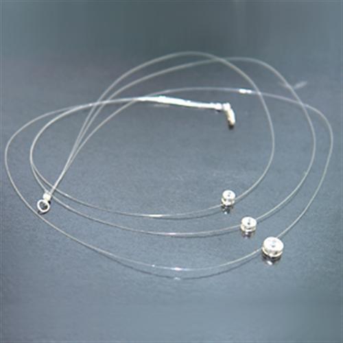 JCES002 Silver 925 Sterling Silver Necklace with AAA Grade CZ in Clear