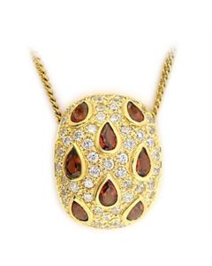 JCES008 Gold 925 Sterling Silver Pendant with Genuine Stone  in Garnet-Default Title