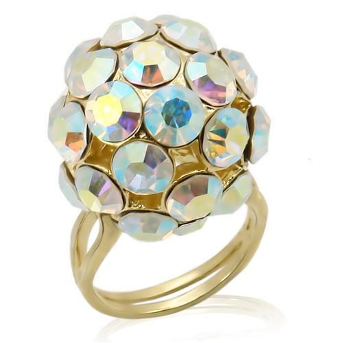 JCES189 Gold 925 Sterling Silver Ring with Top Grade Crystal in White