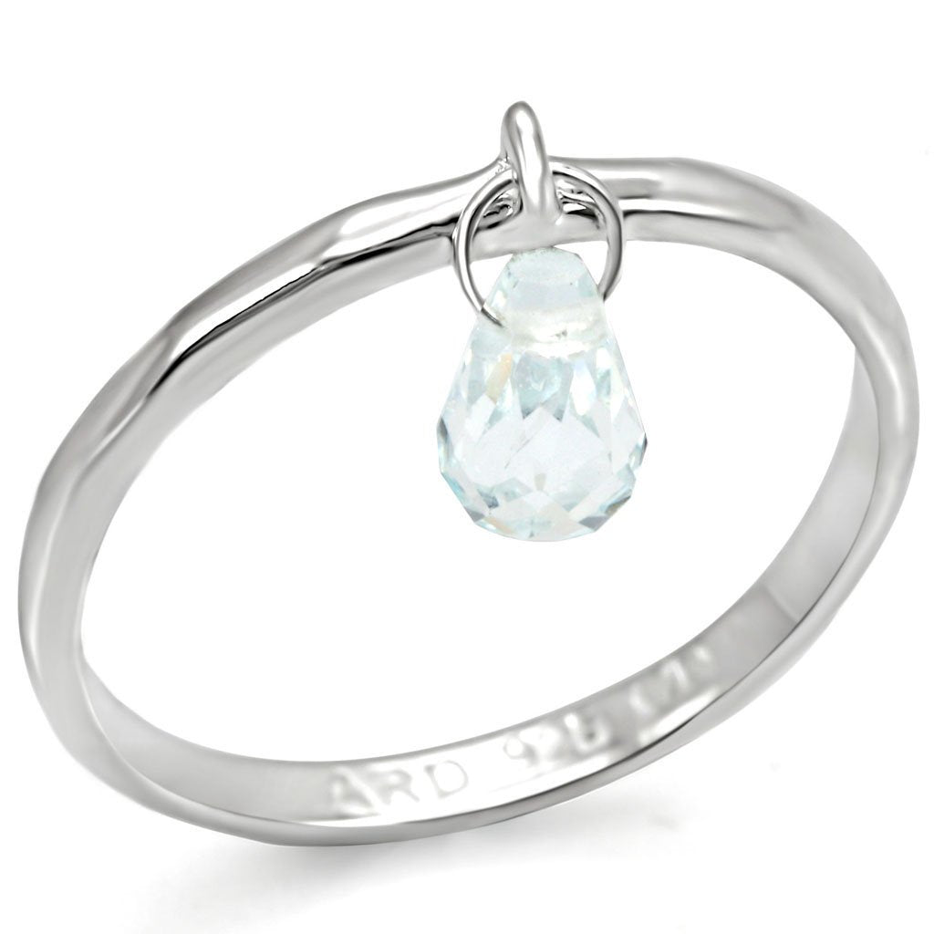 JCES318 Silver 925 Sterling Silver Ring with Genuine Stone in Aquamarine