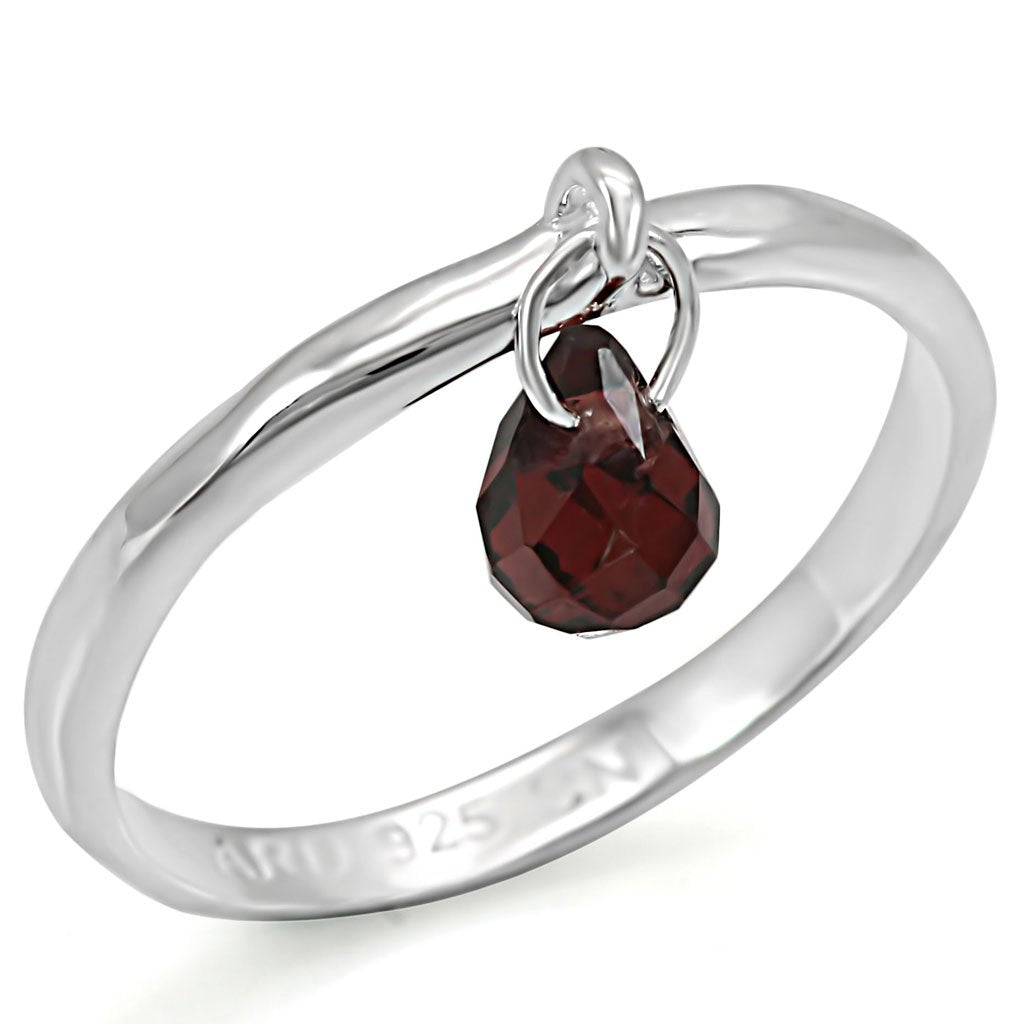 JCES320 Silver 925 Sterling Silver Ring with Genuine Stone in Garnet