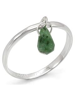 JCES322 Silver 925 Sterling Silver Ring with Genuine Stone in Emerald