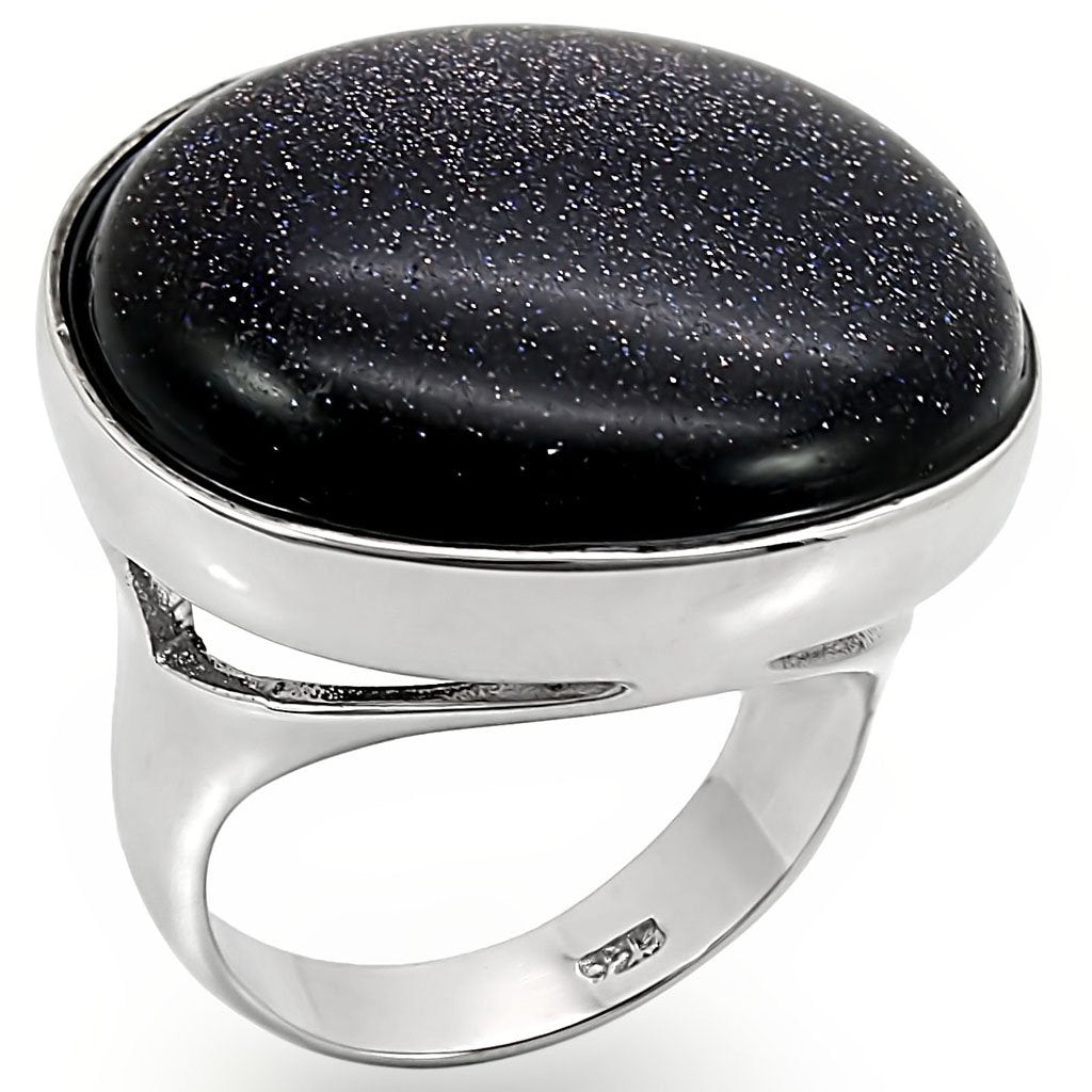 JCES401 Rhodium 925 Sterling Silver Ring with Blue Sand  in Montana