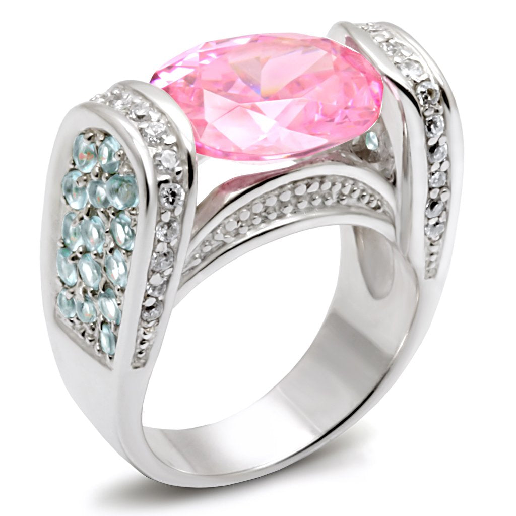 JCES488 Silver 925 Sterling Silver Ring with AAA Grade CZ in Rose