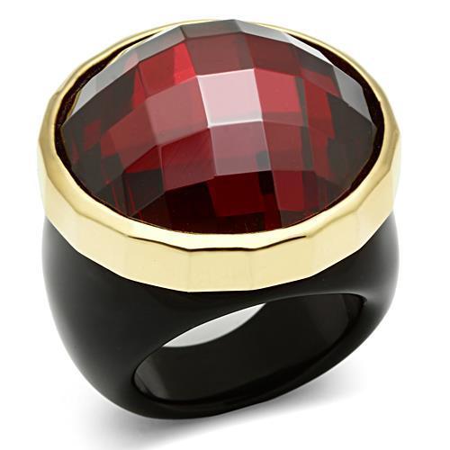 JCES525 Gold 925 Sterling Silver Ring with AAA Grade CZ in Garnet