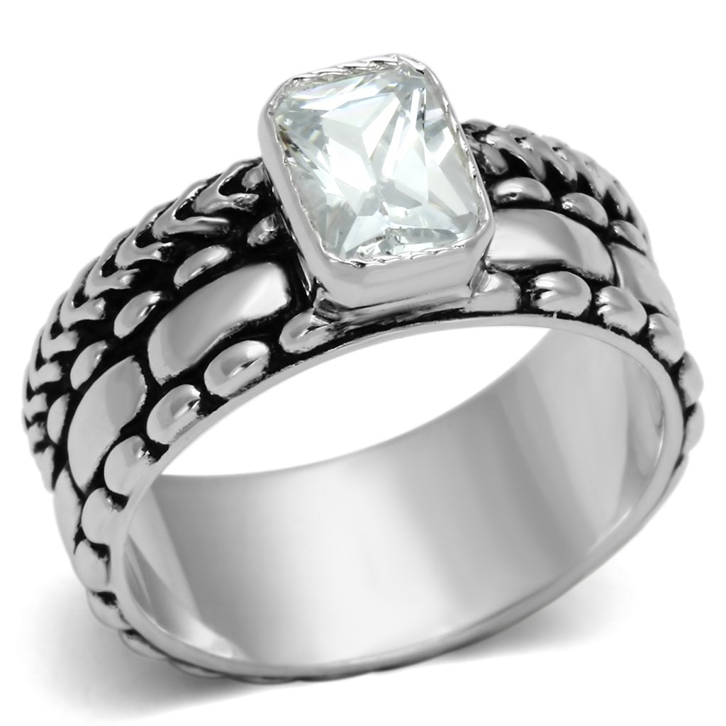JCES553 Silver 925 Sterling Silver Ring with AAA Grade CZ in Clear