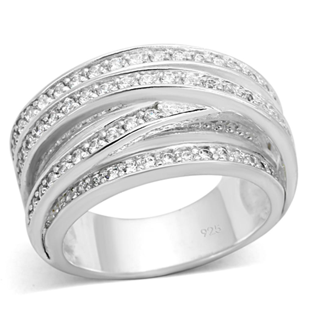JCES716 Silver 925 Sterling Silver Ring with AAA Grade CZ in Clear