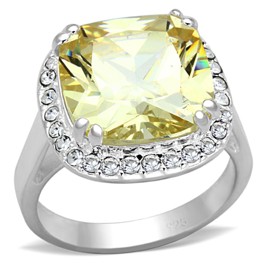 JCES718 Silver 925 Sterling Silver Ring with AAA Grade CZ in Citrine Yellow