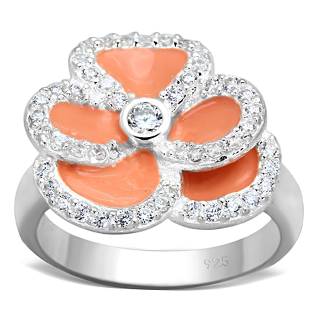 JCES725 Silver 925 Sterling Silver Ring with AAA Grade CZ in Clear