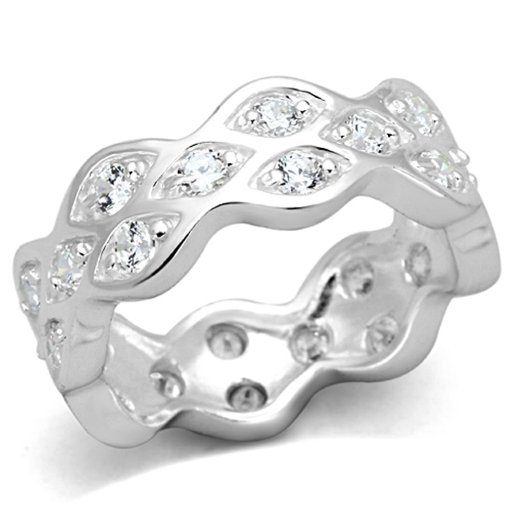 JCES727 Rhodium 925 Sterling Silver Ring with AAA Grade CZ in Clear