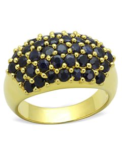 JCES746 Gold 925 Sterling Silver Ring with AAA Grade CZ in Jet