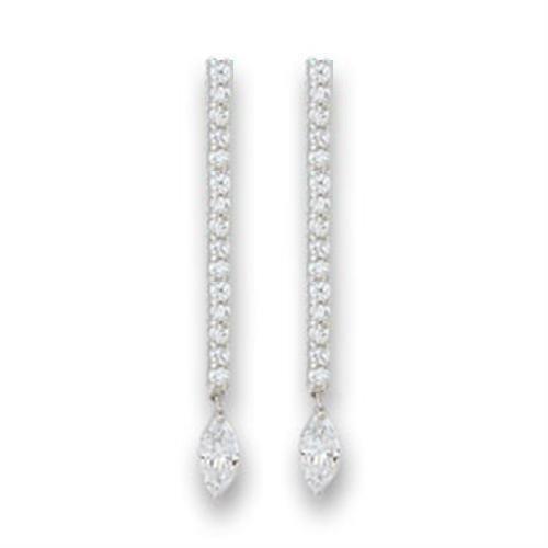 JCE11207 Rhodium 925 Sterling Silver Earrings with AAA Grade CZ in Clear-Default Title