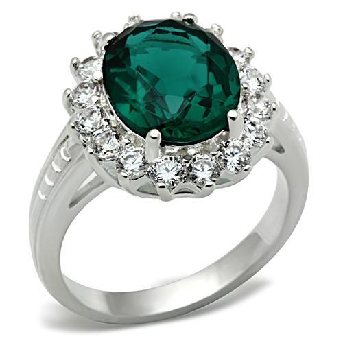 JCE008 Silver 925 Sterling Silver Ring with Synthetic Synthetic Glass in Blue Zircon