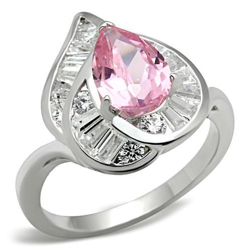 JCE011 Silver 925 Sterling Silver Ring with AAA Grade CZ  in Rose