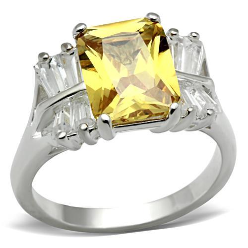JCE012 Silver 925 Sterling Silver Ring with AAA Grade CZ  in Topaz