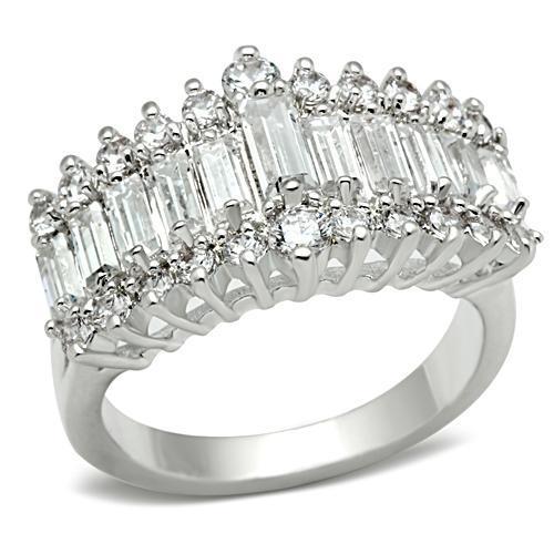 JCE021 Silver 925 Sterling Silver Ring with AAA Grade CZ in Clear