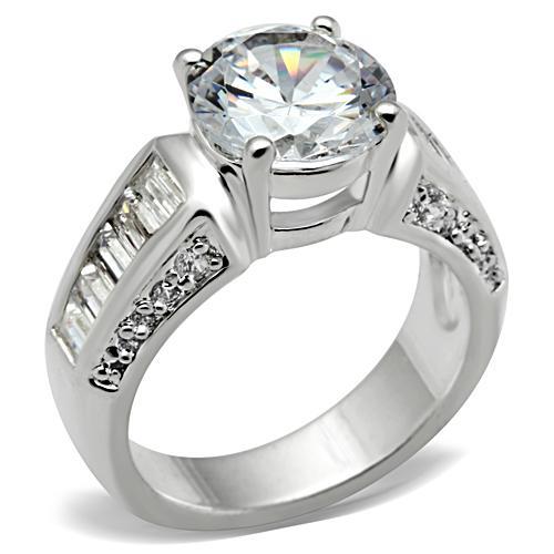 JCE031 Silver 925 Sterling Silver Ring with AAA Grade CZ in Clear