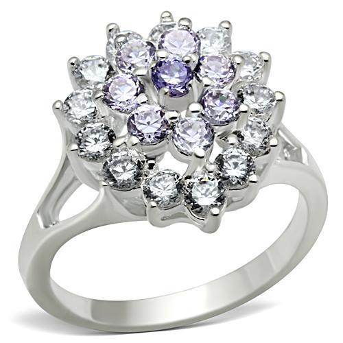JCE037 Silver 925 Sterling Silver Ring with AAA Grade CZ in Multi Color