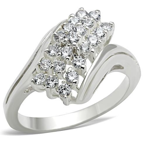 JCE038 Silver 925 Sterling Silver Ring with AAA Grade CZ in Clear