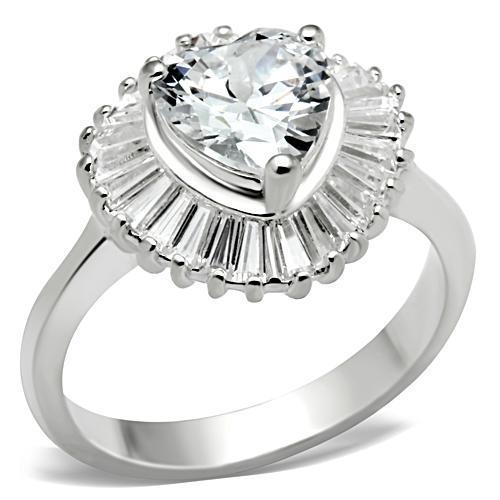 JCE041 Silver 925 Sterling Silver Ring with AAA Grade CZ in Clear