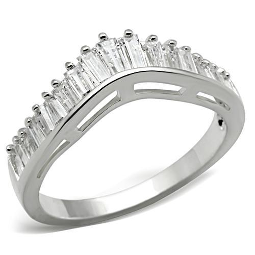JCE044 Silver 925 Sterling Silver Ring with AAA Grade CZ in Clear