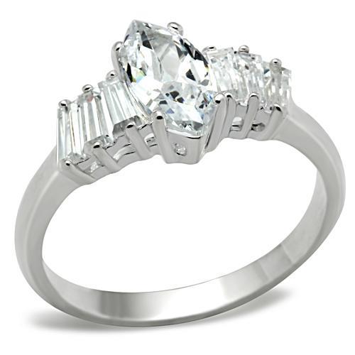 JCE045 Silver 925 Sterling Silver Ring with AAA Grade CZ in Clear