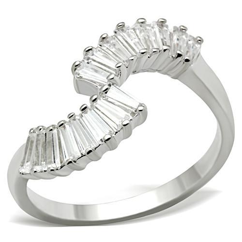 JCE047 Silver 925 Sterling Silver Ring with AAA Grade CZ in Clear