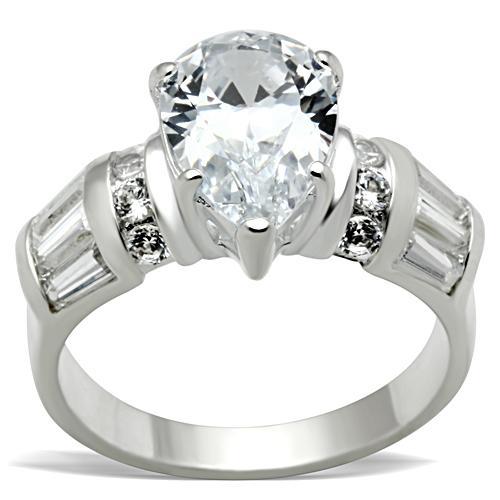 JCE049 Silver 925 Sterling Silver Ring with AAA Grade CZ in Clear