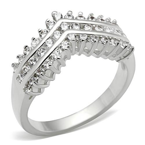 JCE051 Silver 925 Sterling Silver Ring with AAA Grade CZ in Clear