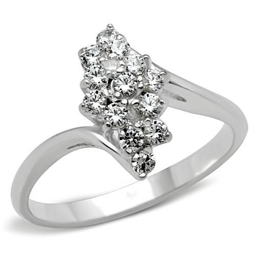 JCE054 Silver 925 Sterling Silver Ring with AAA Grade CZ in Clear