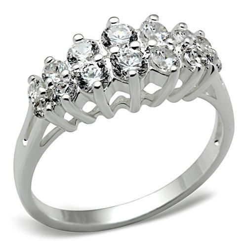 JCE056 Silver 925 Sterling Silver Ring with AAA Grade CZ in Clear