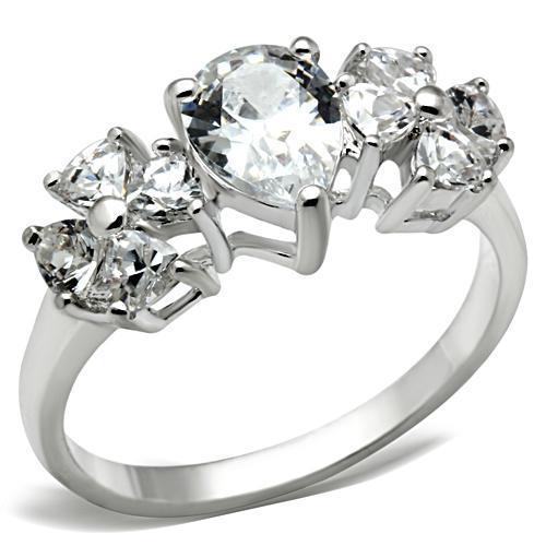 JCE057 Silver 925 Sterling Silver Ring with AAA Grade CZ in Clear