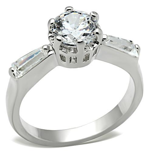 JCE060 Silver 925 Sterling Silver Ring with AAA Grade CZ in Clear