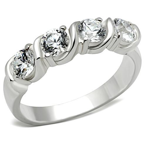 JCE063 Silver 925 Sterling Silver Ring with AAA Grade CZ in Clear