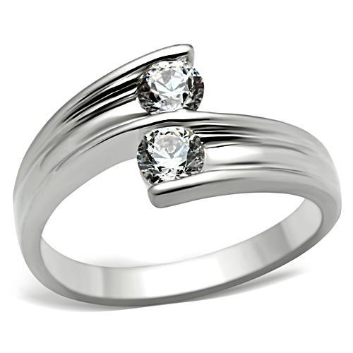 JCE064 Silver 925 Sterling Silver Ring with AAA Grade CZ in Clear