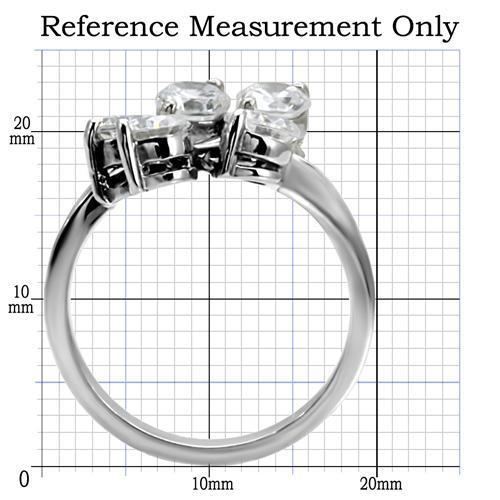 JCE001 High polished (no plating) Stainless Steel Ring with AAA Grade CZ in Clear