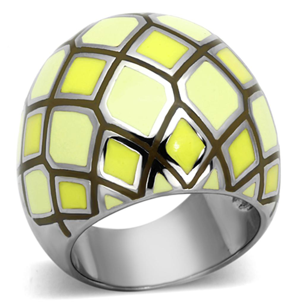 JCE1173 High polished (no plating) Stainless Steel Ring with Epoxy  in Multi Color