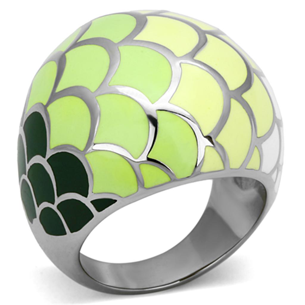 JCE1174 High polished (no plating) Stainless Steel Ring with Epoxy  in Multi Color