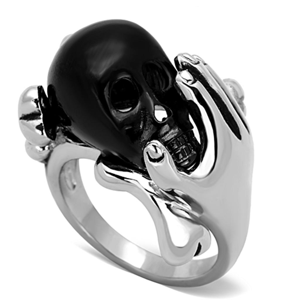 JCE1206 Two-Tone IP Black Stainless Steel Ring with Epoxy  in Jet