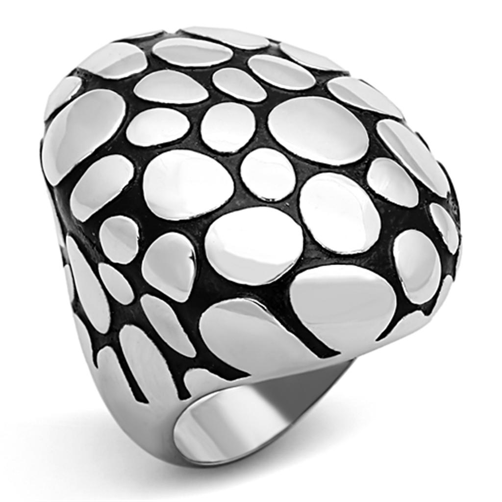 JCE1208 High polished (no plating) Stainless Steel Ring with Epoxy  in Jet