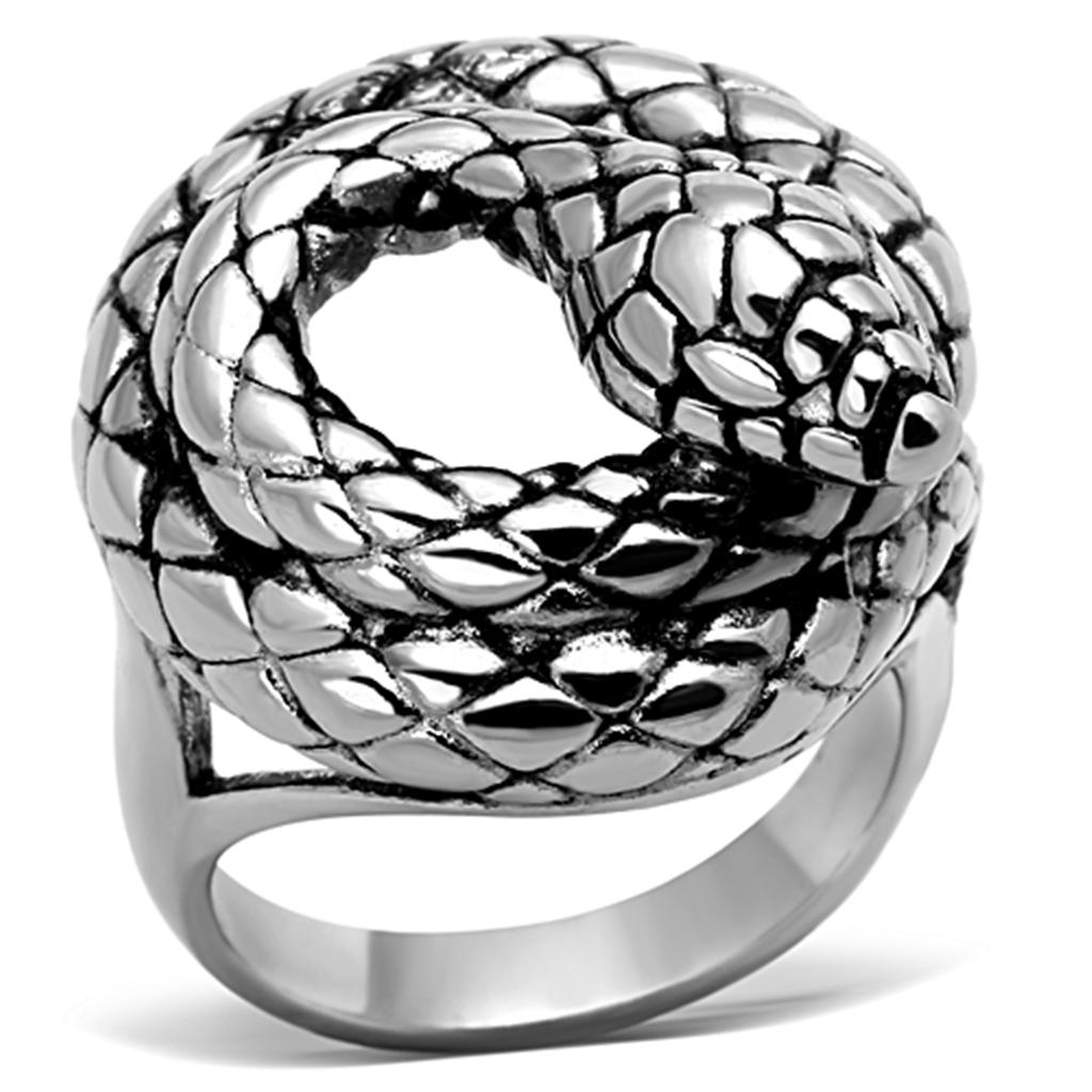 JCE1214 High polished (no plating) Stainless Steel Ring with Epoxy  in Jet