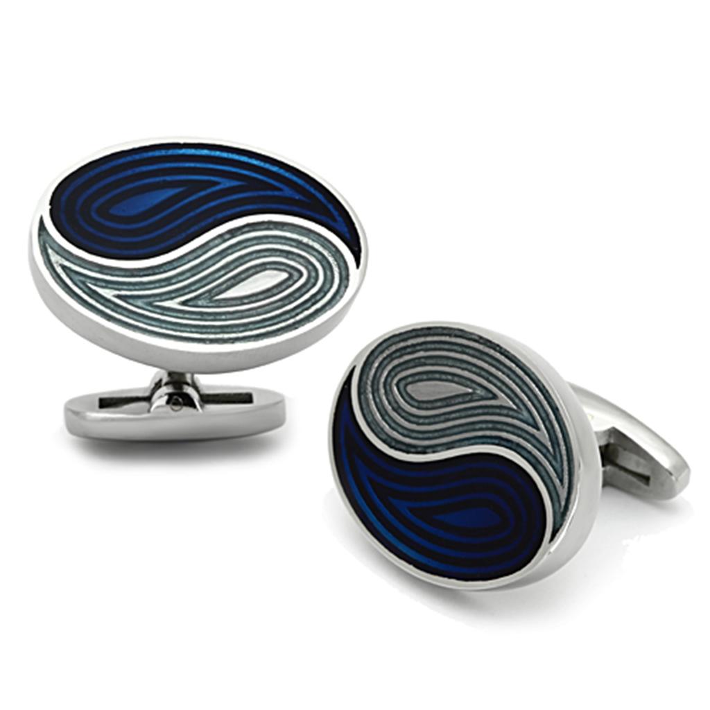 JCE1240 High polished (no plating) Stainless Steel Cufflink with Epoxy  in Multi Color