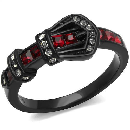 JCE1334J IP Black(Ion Plating) Stainless Steel Ring with Top Grade Crystal  in Multi Color