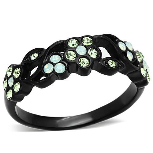 JCE1360 IP Black(Ion Plating) Stainless Steel Ring with Top Grade Crystal in Multi Color