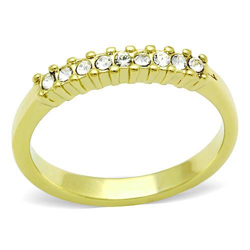 JCE1390 IP Gold(Ion Plating) Stainless Steel Ring with Top Grade Crystal  in Clear