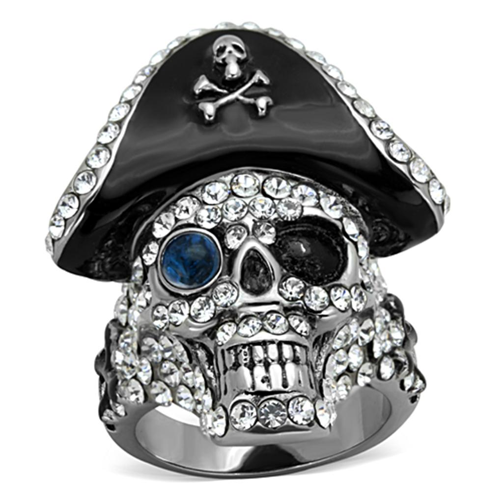 JCE1659 Two-Tone IP Black Stainless Steel Ring with Synthetic Synthetic Glass in Montana