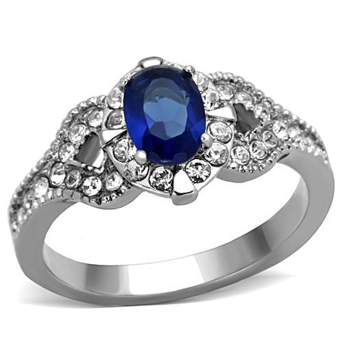 JCE1765 High polished (no plating) Stainless Steel Ring with Synthetic Synthetic Glass in Montana
